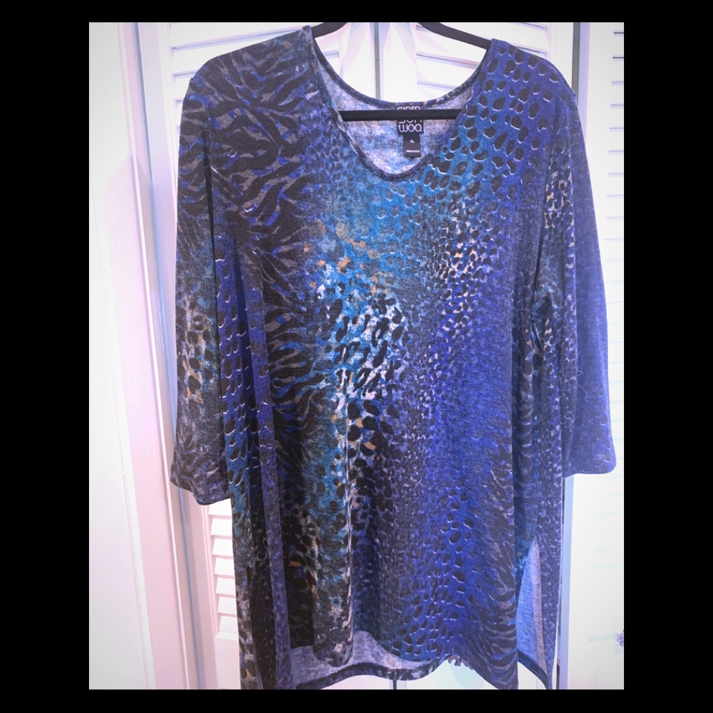 Clara Sun Woo leopard blue multi tunic